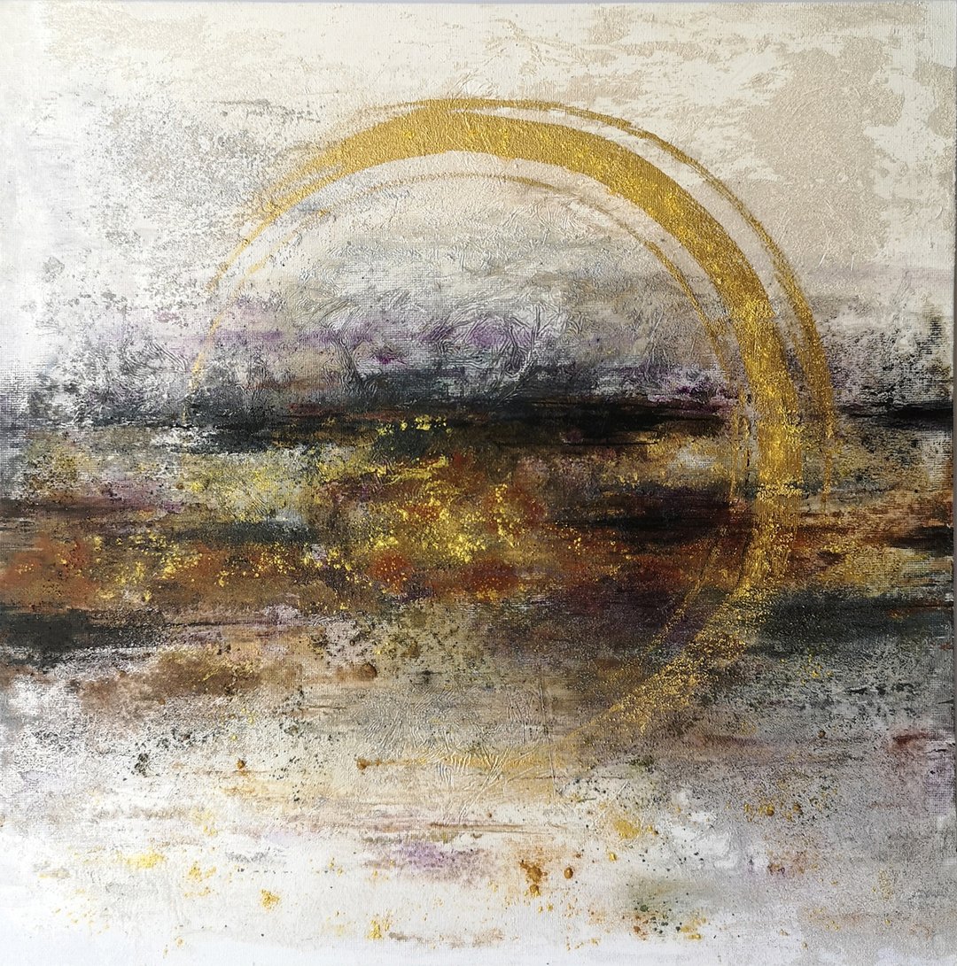 Abstract Painting Original Art on Canvas panel 40x40 cm. - 墙贴/壁贴 - 棉 