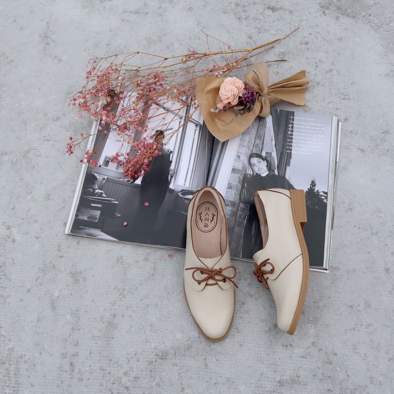 【换季特卖】绝版零码出清 百搭德比鞋 拿铁白 皮鞋 牛津鞋 休闲 - 女款牛津鞋/乐福鞋 - 真皮 