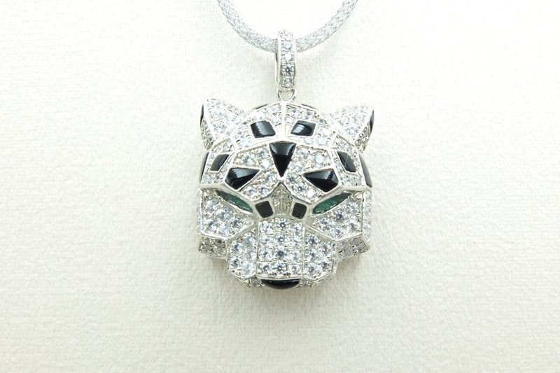 个性美洲豹坠饰 - 项链 - 纯银 