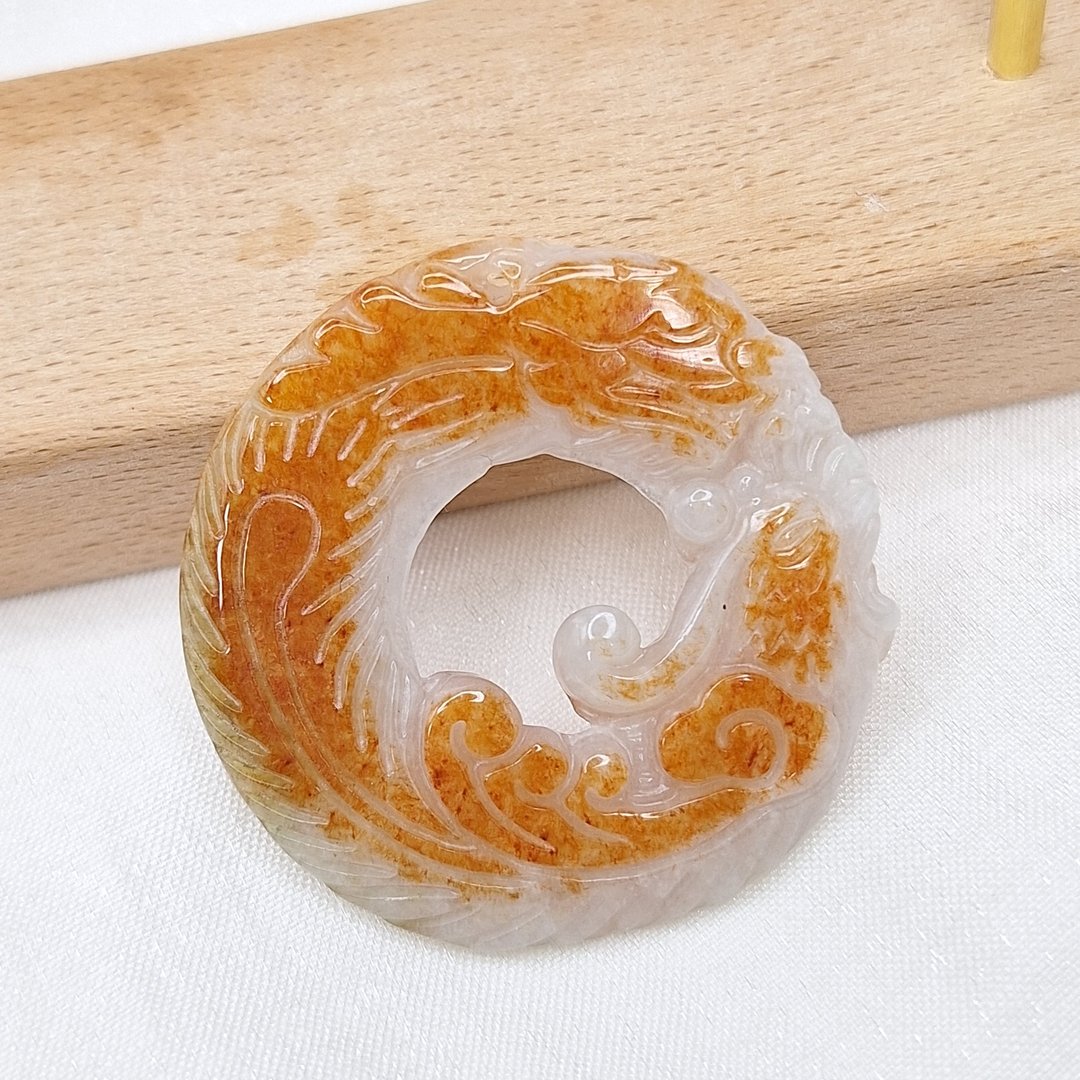 温润加温手工雕刻红翡吊坠 |天然缅甸玉A货翡翠 - 项链 - 玉石 