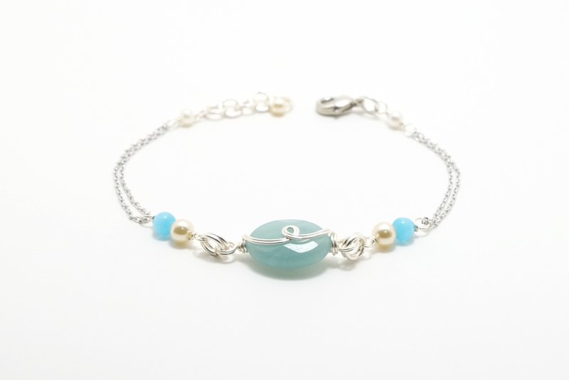 •限量手链• 浪漫雅典 Amazonite天河石手链  可调式  绿色 情人节礼物 - 手链/手环 - 宝石 绿色