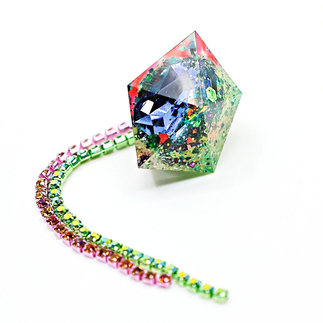 Kaleido By Pyramid 单边耳环 (Hyper Lucky Powder) - 耳环/耳夹 - 树脂 多色