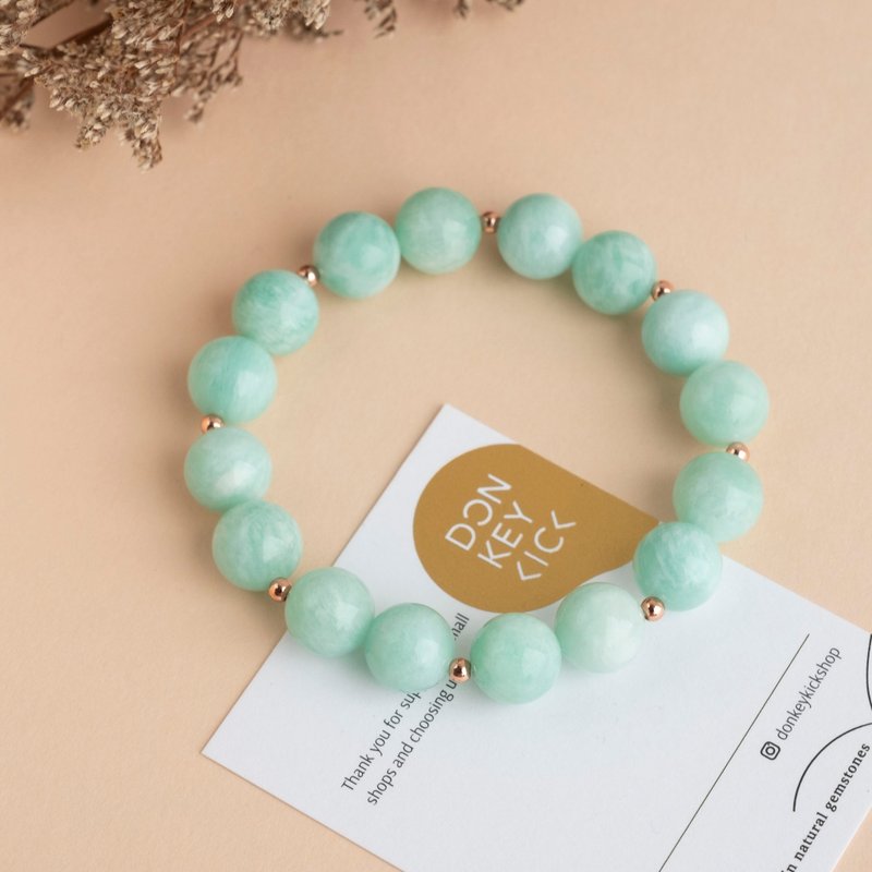 特嫩粉绿色/亚马逊天河石/天然石/水晶手链手环/闺蜜生日女生礼物 - 手链/手环 - 水晶 绿色