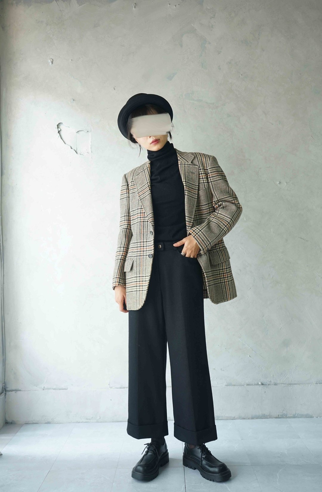 寻宝古着-BurberrysPRORSUM经典卡其棕格纹Tweed毛料西装外套 - 女装西装外套/风衣 - 羊毛 卡其色