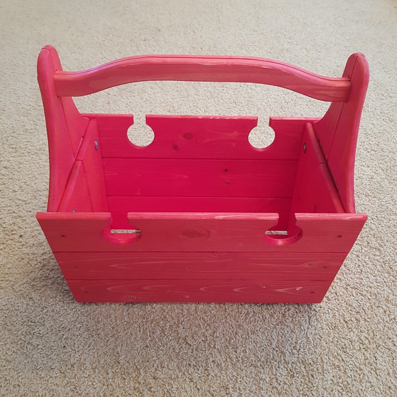 折叠木野餐篮 2 合 1 酒桌野营用红色覆盖 - 露营用品 - 木头 多色