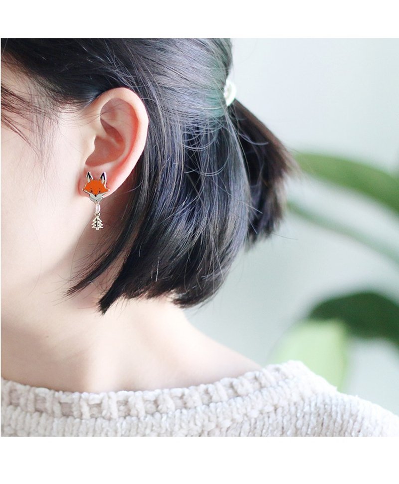 小狐狸 耳钉 超可爱 狐狸森林系列 - 耳环/耳夹 - 其他金属 