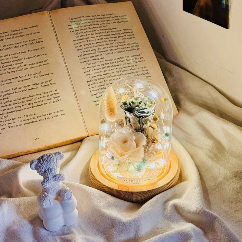 小王子与他的玫瑰花 银白款 玻璃钟罩 可定制 - 干燥花/捧花 - 植物．花 银色