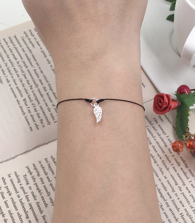 925纯银 翅膀 隐形的翅膀 飞翔 光之翼 红线手链 超细线 黑线 - 手链/手环 - 棉．麻 黑色