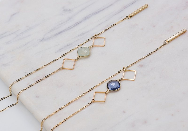 滚动云彩系列-紫水晶几何y字项链 - 项链 - 宝石 多色