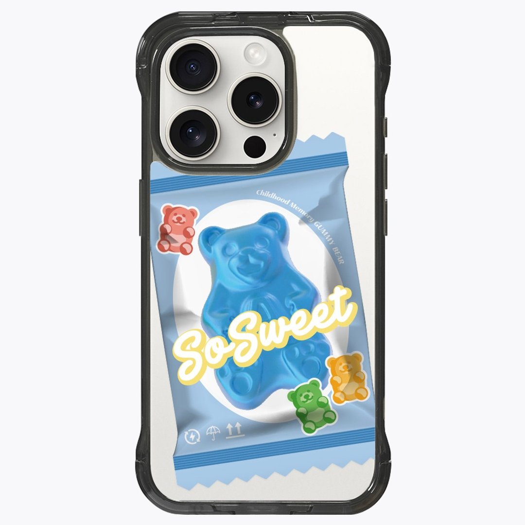 小熊软糖 蓝莓口味 支架壳 标准透黑 iPhone 16 15 14 13 Pro Max - 手机壳/手机套 - 其他材质 透明