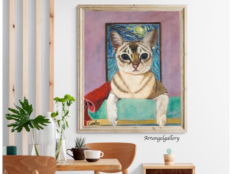 天使画廊/ 宠物手工定制画/ 订制画/礼物/纪念礼物/手工油画 - 订制画像 - 棉．麻 多色