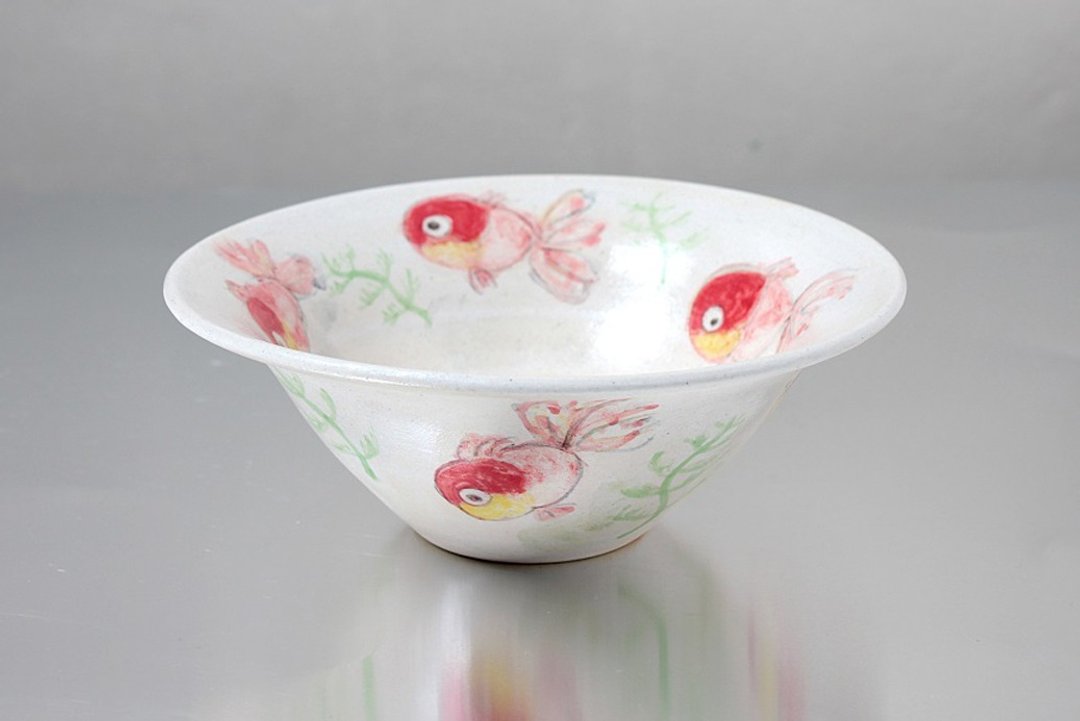 Goldfish picture (Japanese) bowl - 花瓶/陶器 - 陶 多色