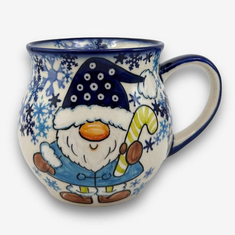 波兰手绘手工陶-胖胖杯 350ml 圣诞精灵系列 设计师款 - 其他杯子 - 陶 粉红色