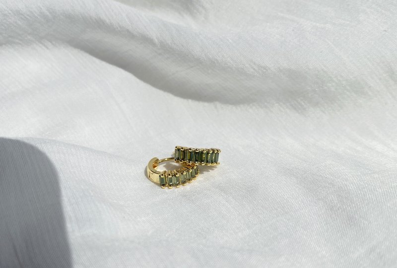 纯银奥钻锆石耳环 - 耳环/耳夹 - 贵金属 绿色