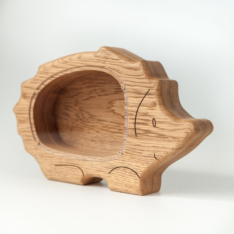 Wooden piggy bank, hedgehog toys, Customized gift, coin bank, animal money box - 储蓄罐 - 木头 