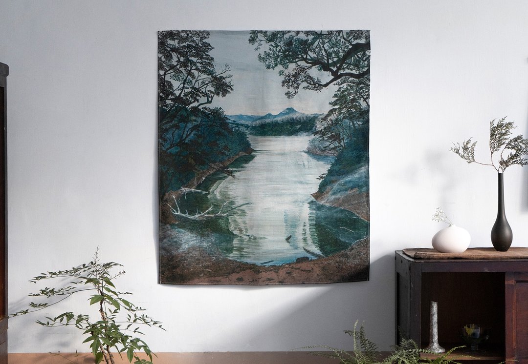 台湾山挂布 - 大鬼湖 70 x 83 cm - 海报/装饰画/版画 - 棉 蓝色