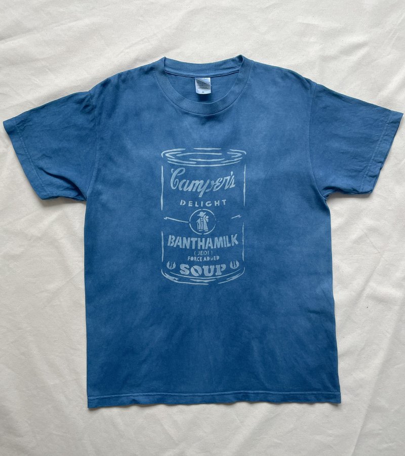 Made in Japan Hand-dyed CAMPER'S SOUP TEE Indigo dyed JAPANBLUE camp outdoor yoda - 女装 T 恤 - 棉．麻 蓝色
