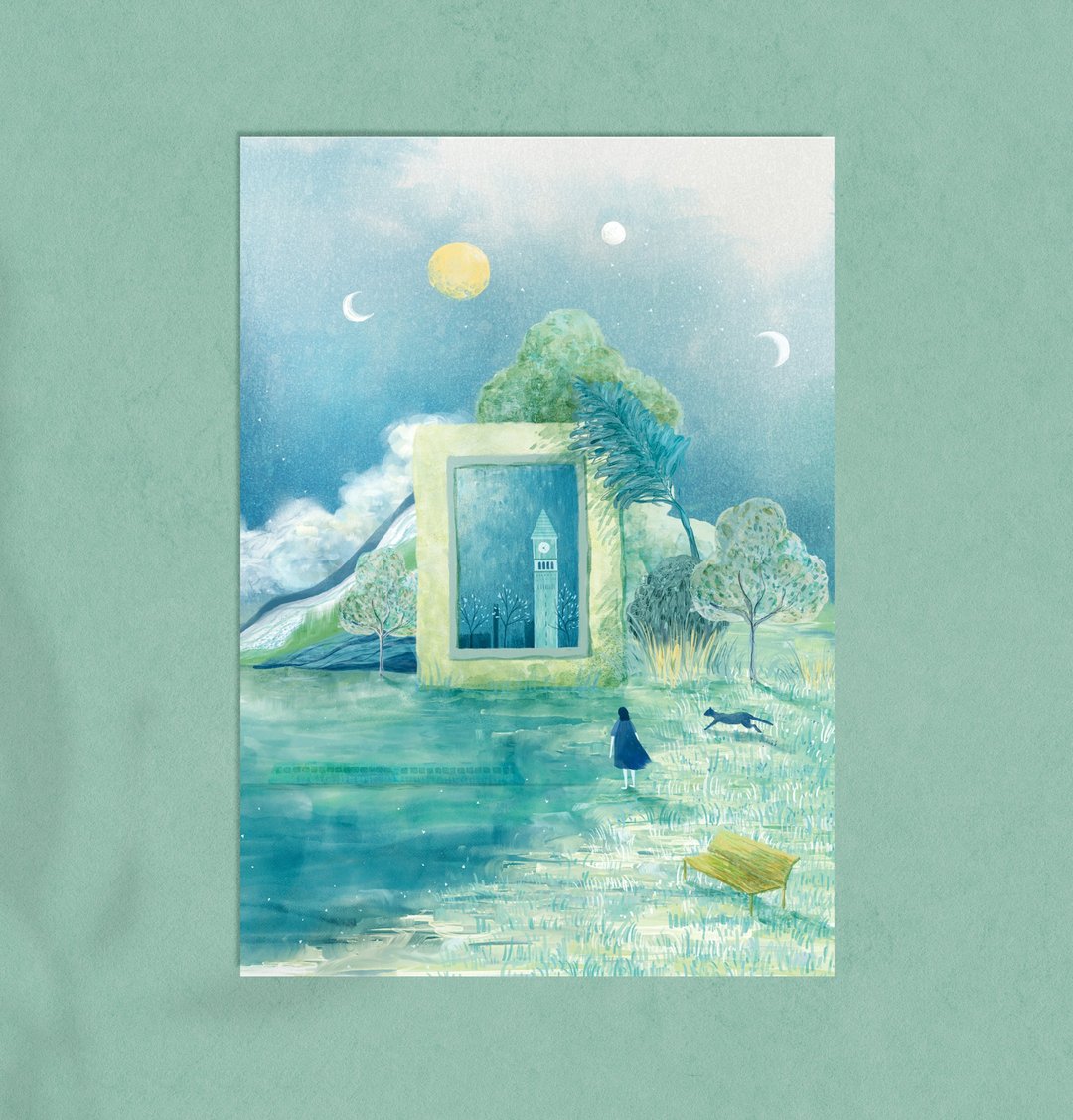插画明信片 - 沧蓝 - 卡片/明信片 - 纸 
