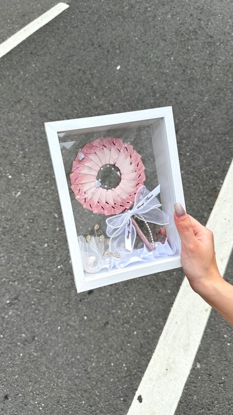公主请吃糖 DIY 材料包 钞票棒棒糖 钞票花 钞票相框 有钱花 生日 - 画框/相框 - 木头 白色