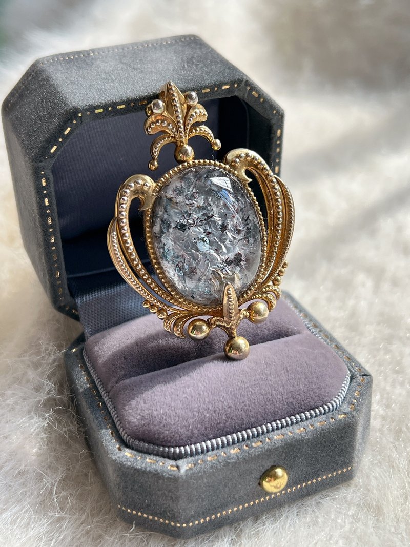 天然超七毒液黑红母片 晶中晶鸢尾花宫廷吊坠 - 项链 - 水晶 多色