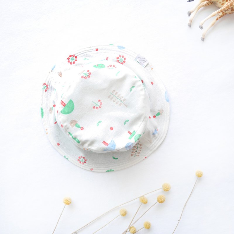 夏日双面渔夫帽系列 | 一起种小树 - 帽子 - 棉．麻 白色