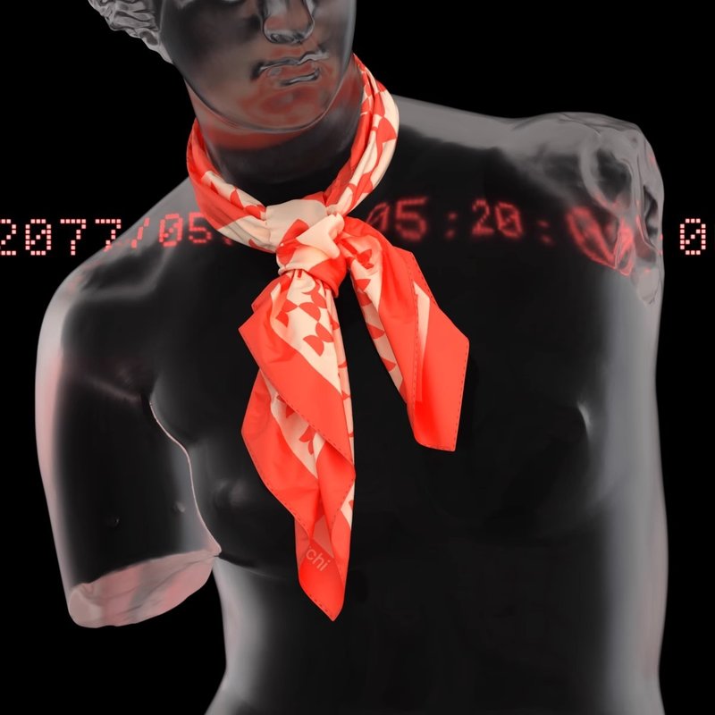 archi阿吃红色圆点波点几何图案春秋绑包发带丝巾头巾多功能通用 - 丝巾 - 聚酯纤维 红色