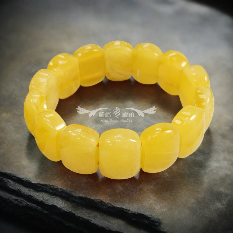 腾彪琥珀 天然琥珀蜜蜡 金瓷白蜜蜡 一念之间 精雕臻品 传承绳链 - 手链/手环 - 半宝石 橘色