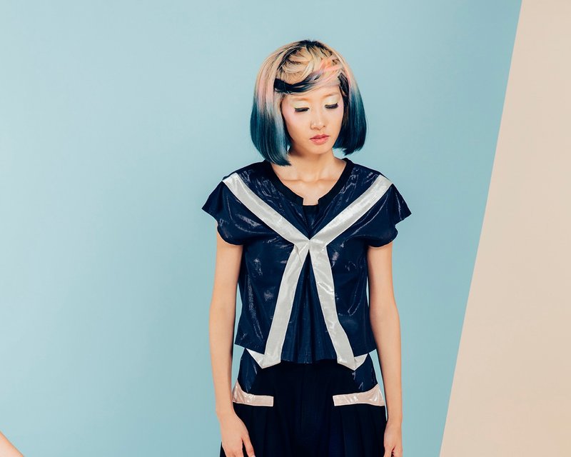 moi non plus 糖果纸上衣 - 蓝 - 女装上衣 - 聚酯纤维 蓝色