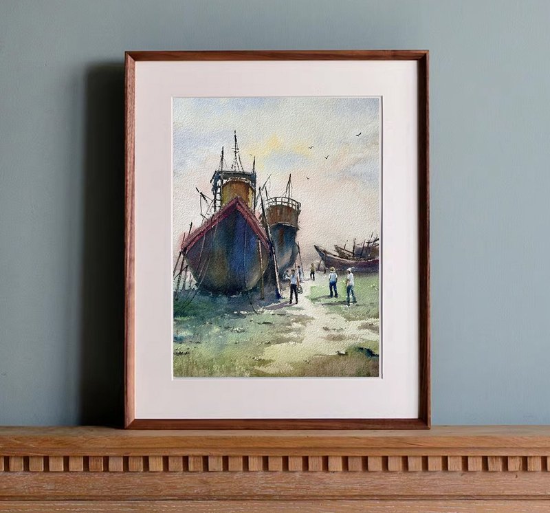 港边岁修 | 疗愈水彩系列 水彩原画 - 海报/装饰画/版画 - 纸 白色