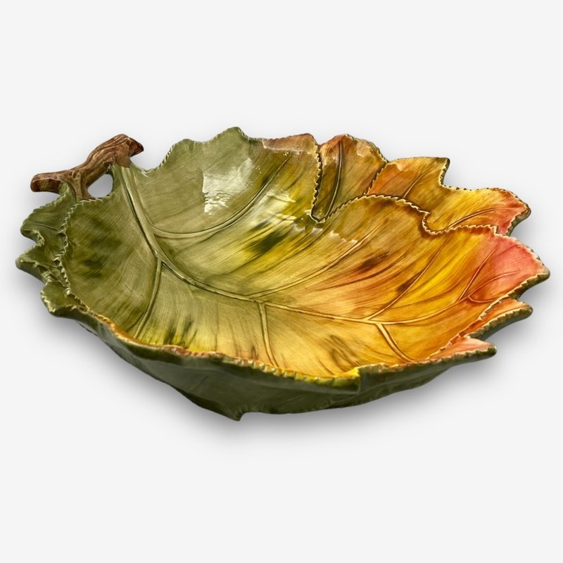 意大利手工陶-LT 秋季河岸 叶型碗 36x30cm - 碗 - 陶 橘色