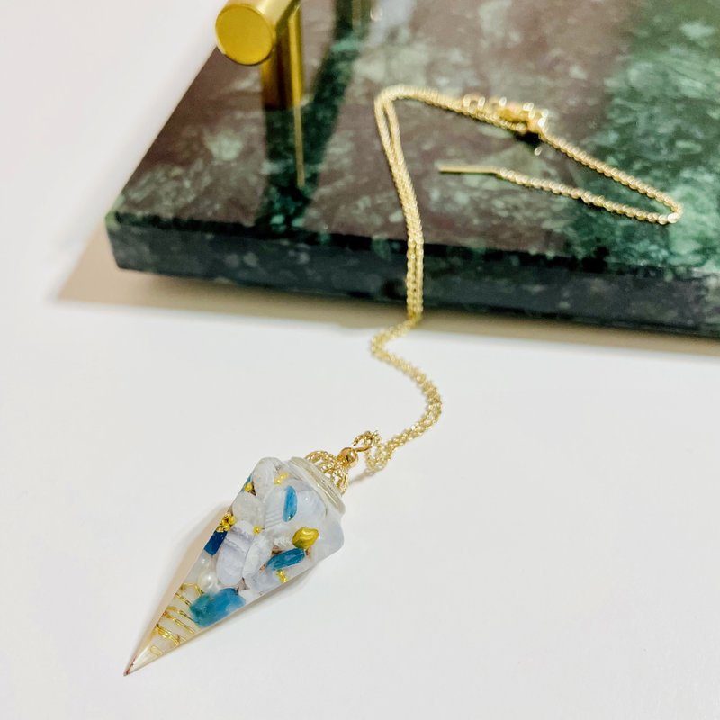 奥刚灵摆项链/开运招财/水晶疗愈/奥刚能量塔/orgonite - 项链 - 半宝石 蓝色