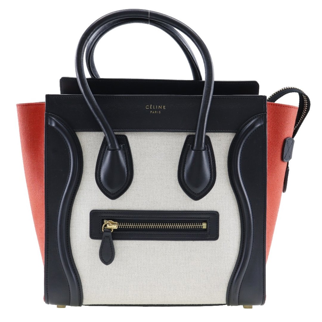 【日本直送】CELINE Luggage 手提包 Micro Shopper Tricolore 167792 小牛皮 x 帆布 黑色 女款【二手】 - 手提包/手提袋 - 真皮 黑色