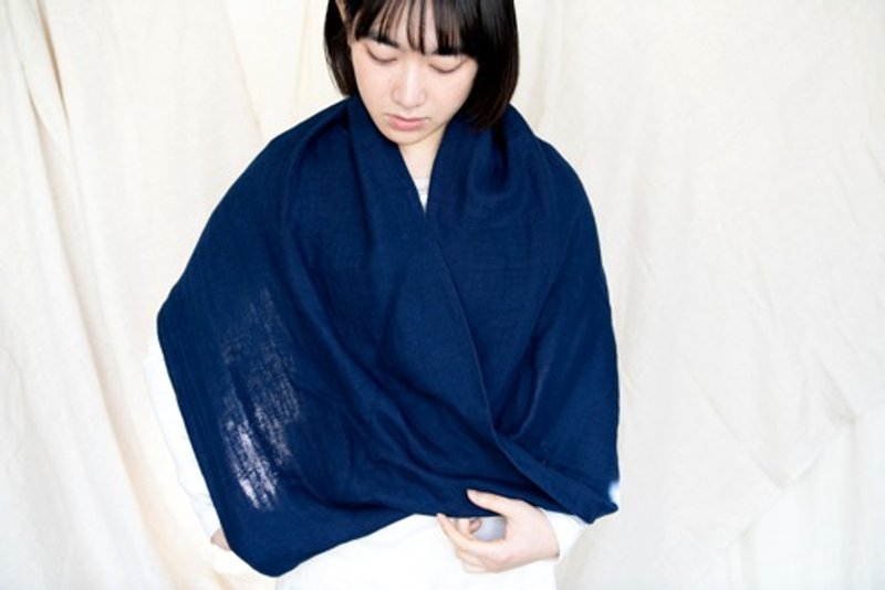【蓝染】有机棉三层纱织物围脖 - 丝巾 - 棉．麻 