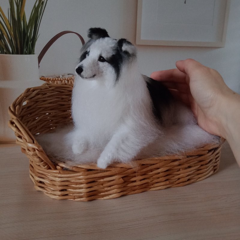 4 inches height Custom miniature realistic crochet Shetland Sheepdog - 玩偶/公仔 - 其他材质 白色