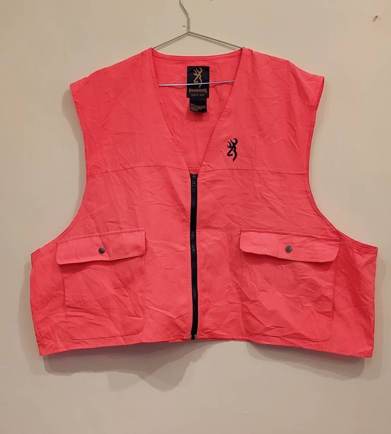 普普年代 萤光橘 霓虹橘 古着猎装背心 打猎背心 - 男装背心 - 其他材质 