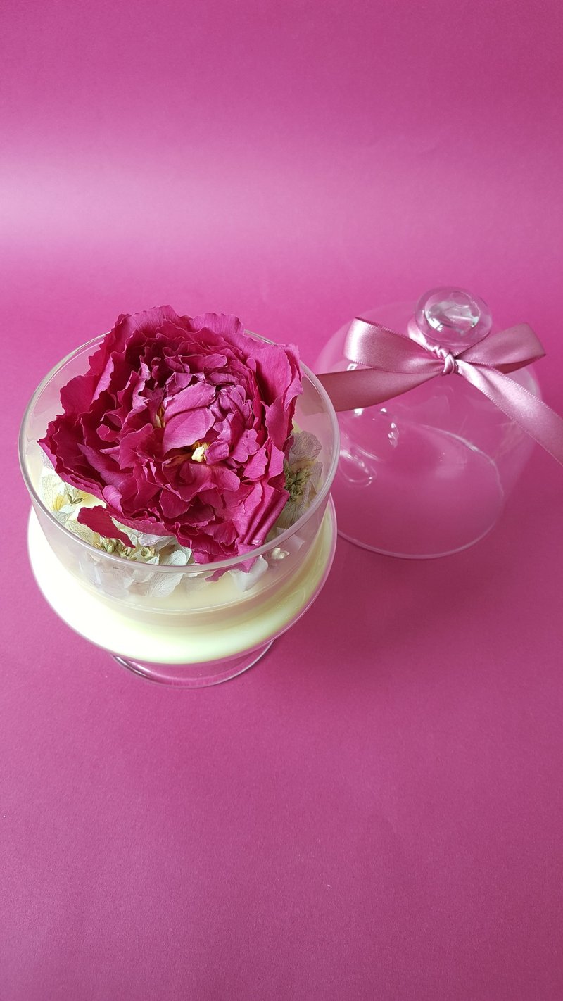 牡丹花天然大豆蜡香氛蜡烛/居家摆饰/送礼/ 干燥花/母亲节礼物 - 蜡烛/烛台 - 蜡 粉红色