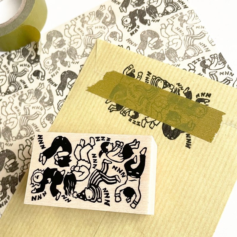 搭配纸胶带使用的印章 杂乱卧铺 - 印章/印台 - 橡胶 卡其色