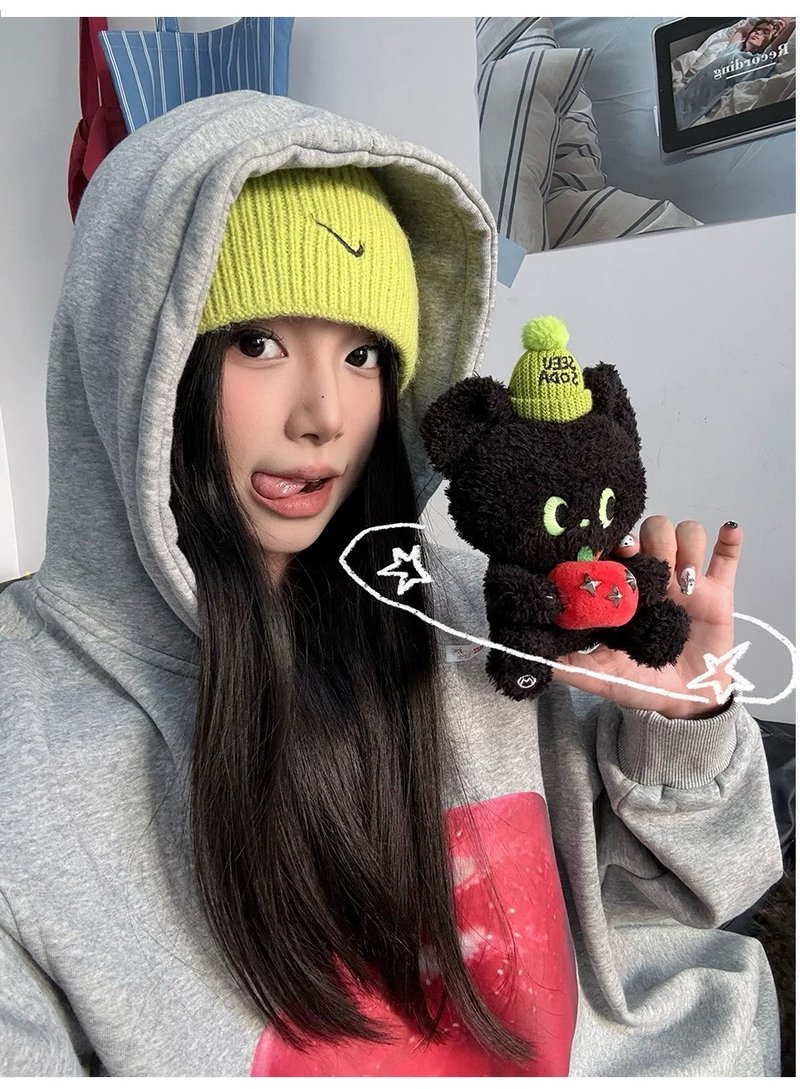 SEEUSODA原创联名潮流公仔挂件节日礼物苹果玩偶小熊挂件 - 玩偶/公仔 - 聚酯纤维 黑色