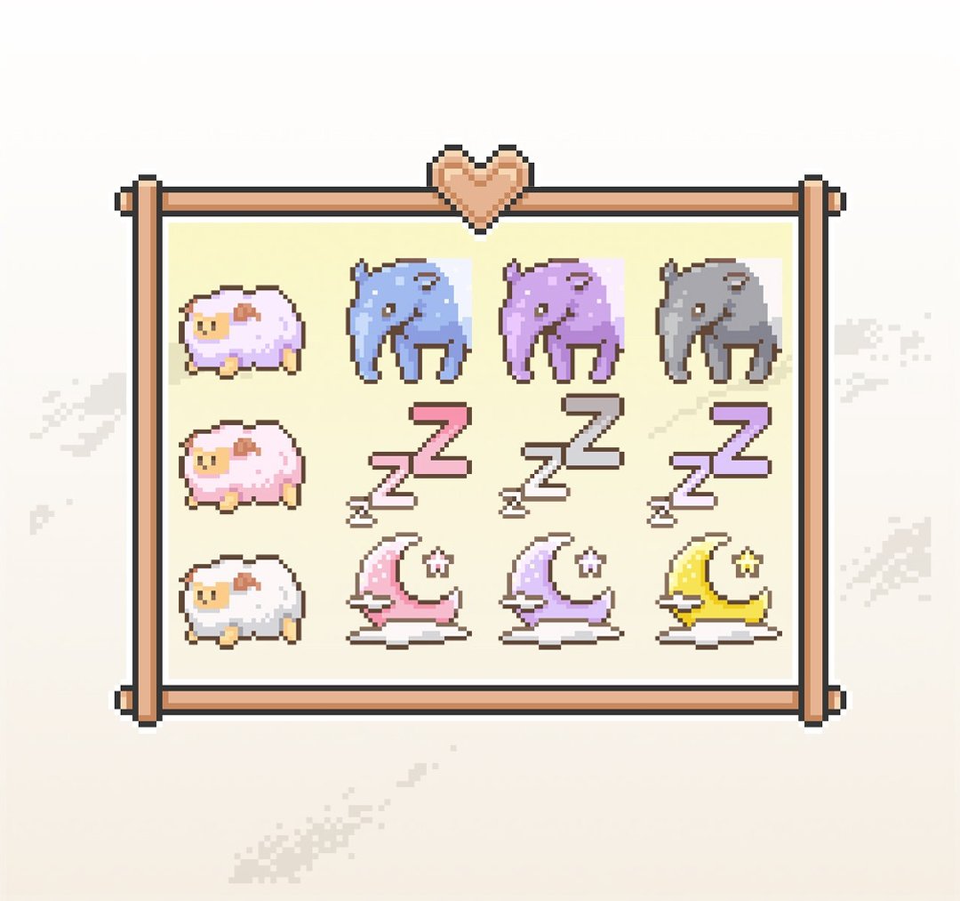 Twitch表情符号贴图/忠诚点数奖励/可爱像素风/夜间睡眠主题 - 电脑手机桌布/贴图/App 图示 - 其他材质 