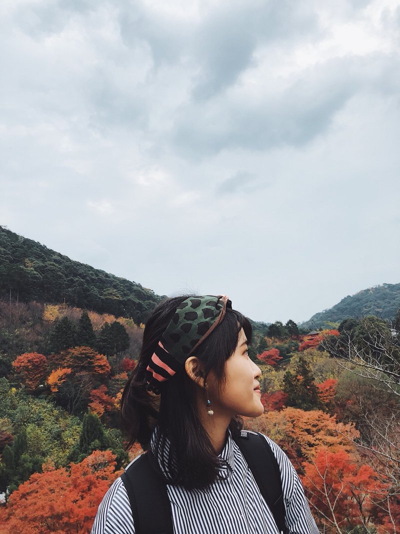 赤香 迷你巾帽式 x 芬兰系列 松紧手工发带 - 发带/发箍 - 棉．麻 绿色