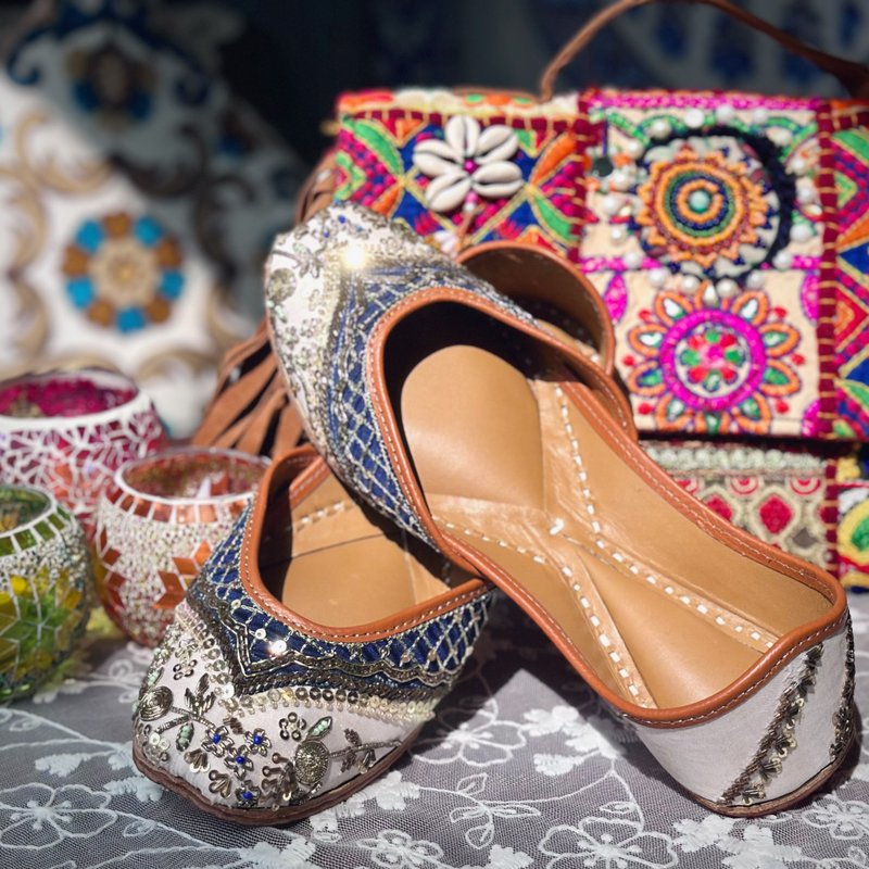 印度手工鞋-欧式宫廷 - 其他 - 真皮 蓝色