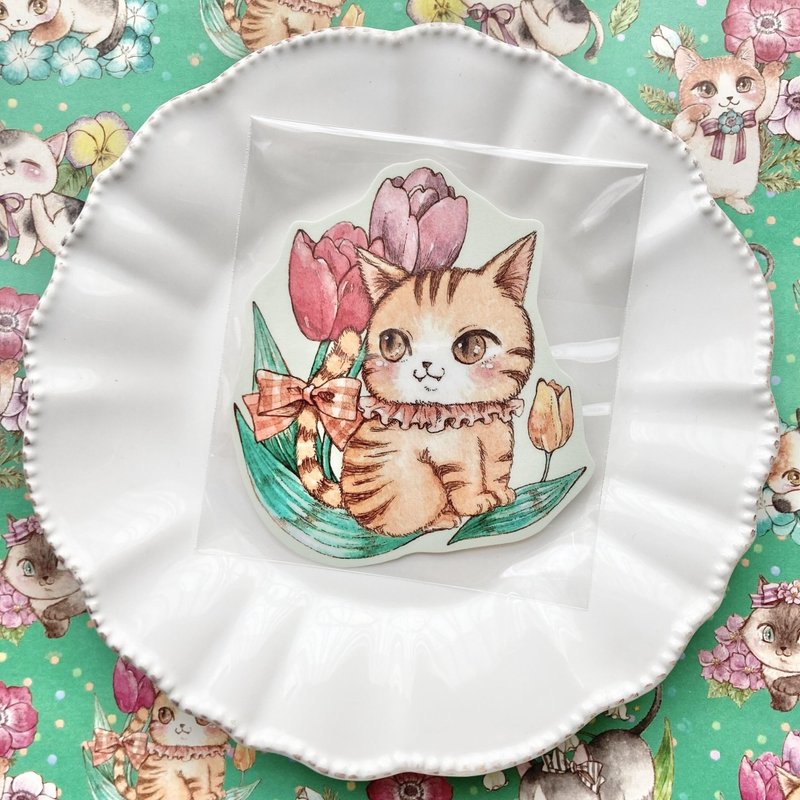 贴纸　春猫系列 - 贴纸 - 防水材质 白色