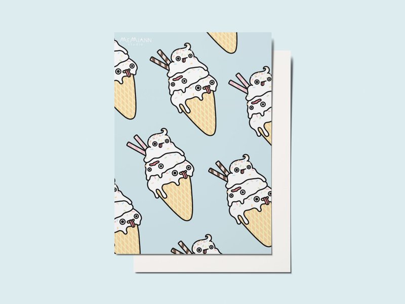 融化冰淇淋明信片 - 卡片/明信片 - 纸 蓝色