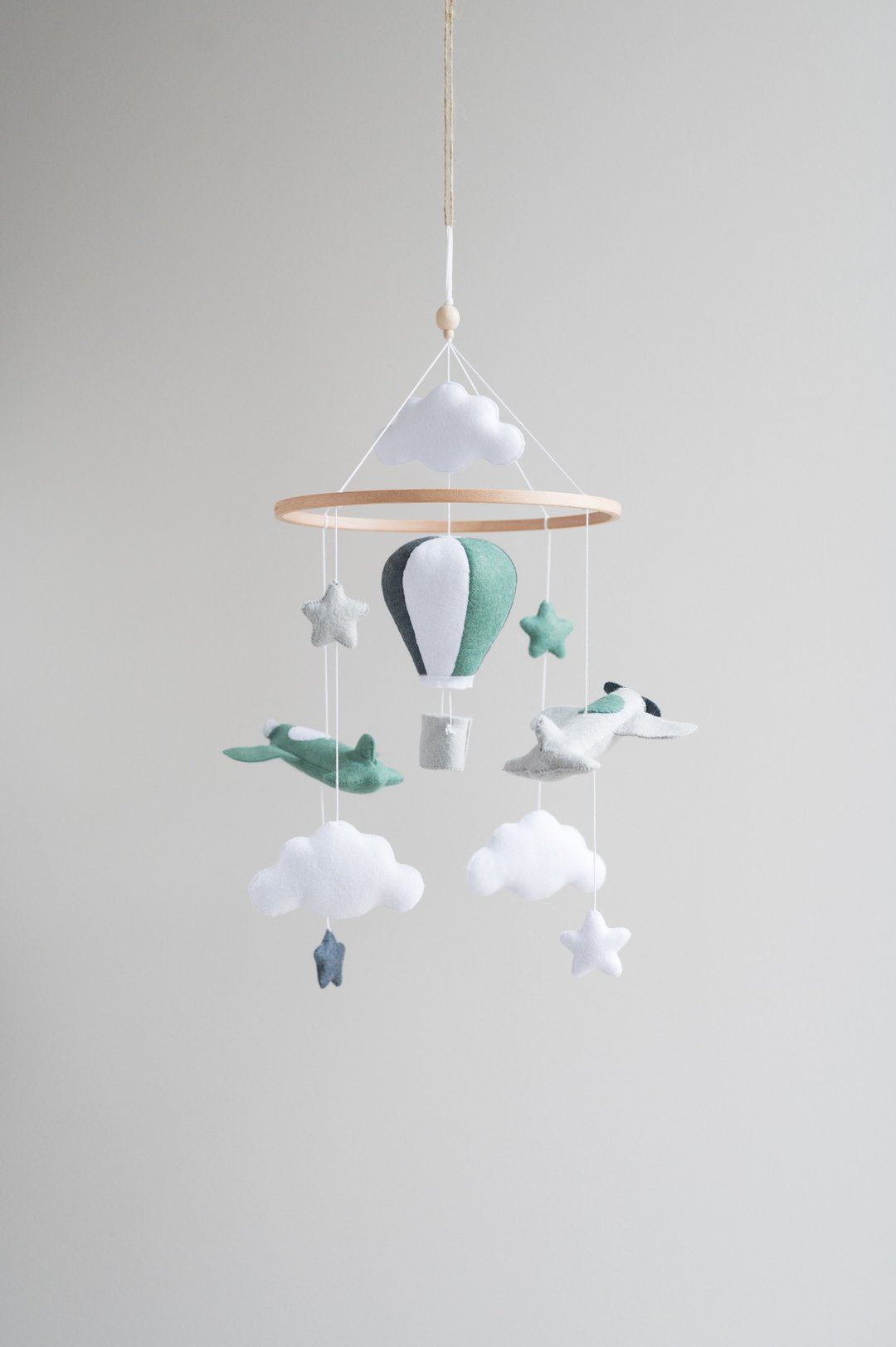 Hot air ballon and airplane mobile, adventure nursery, travel mobile, boy nurser - 玩具/玩偶 - 环保材料 多色