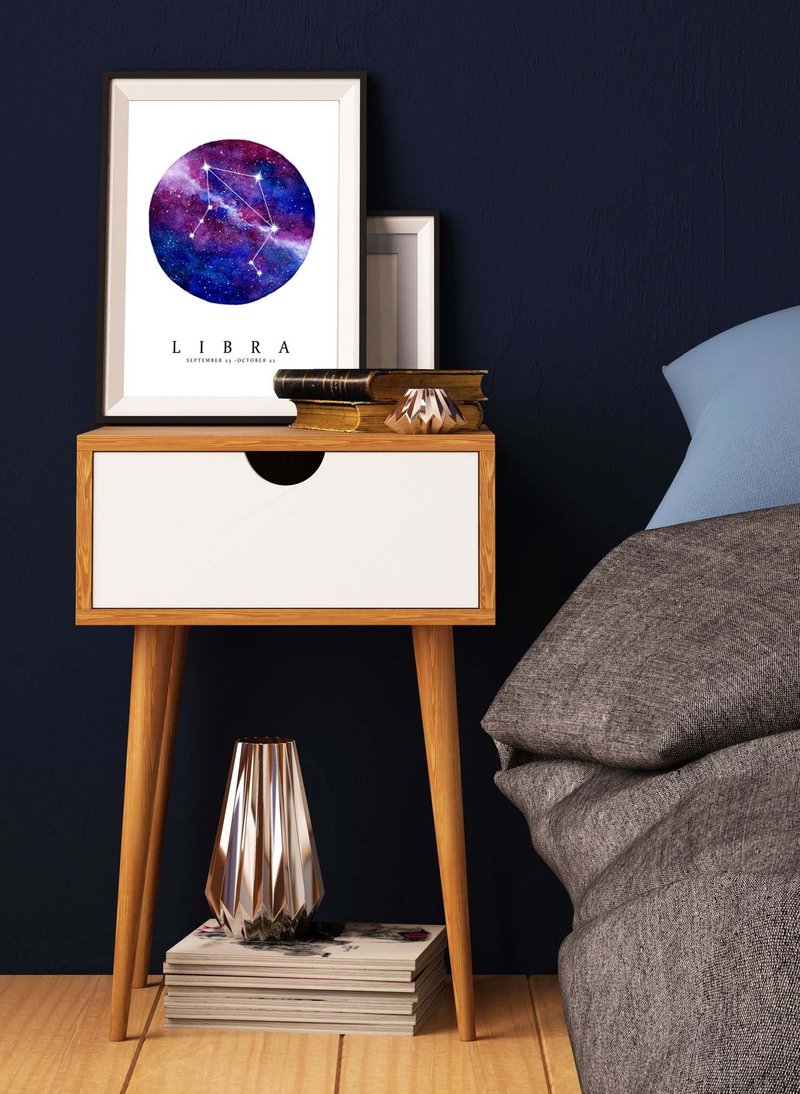 【天秤座】十二星座复刻画 | 星空水彩艺术海报 | 个性化生日礼物 - 海报/装饰画/版画 - 纸 