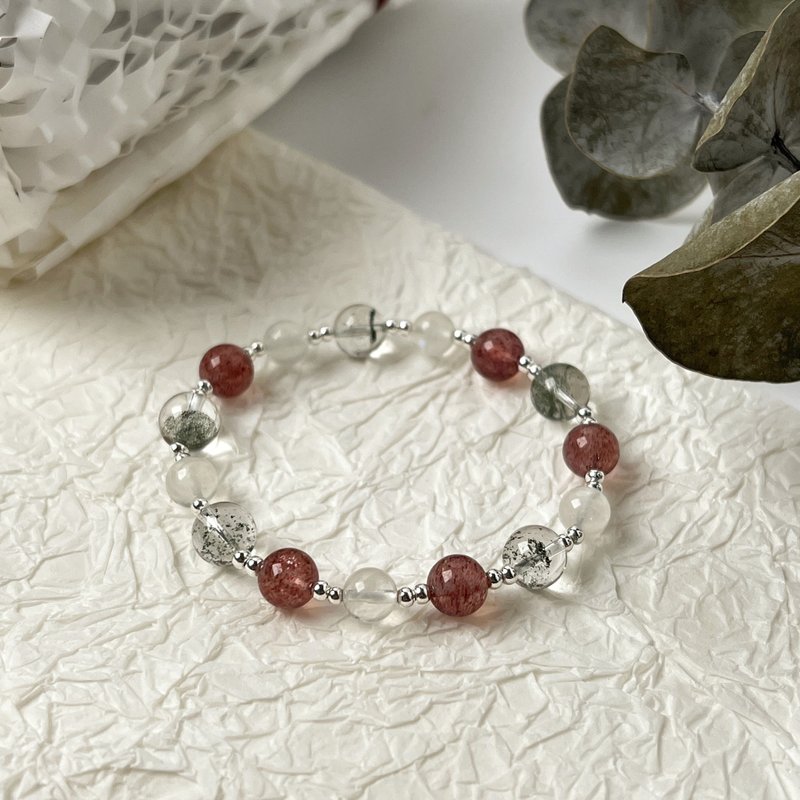 绿幽灵 金沙草莓晶 月光石 / 天然水晶手链 手环 定制化 天然石 - 手链/手环 - 水晶 多色