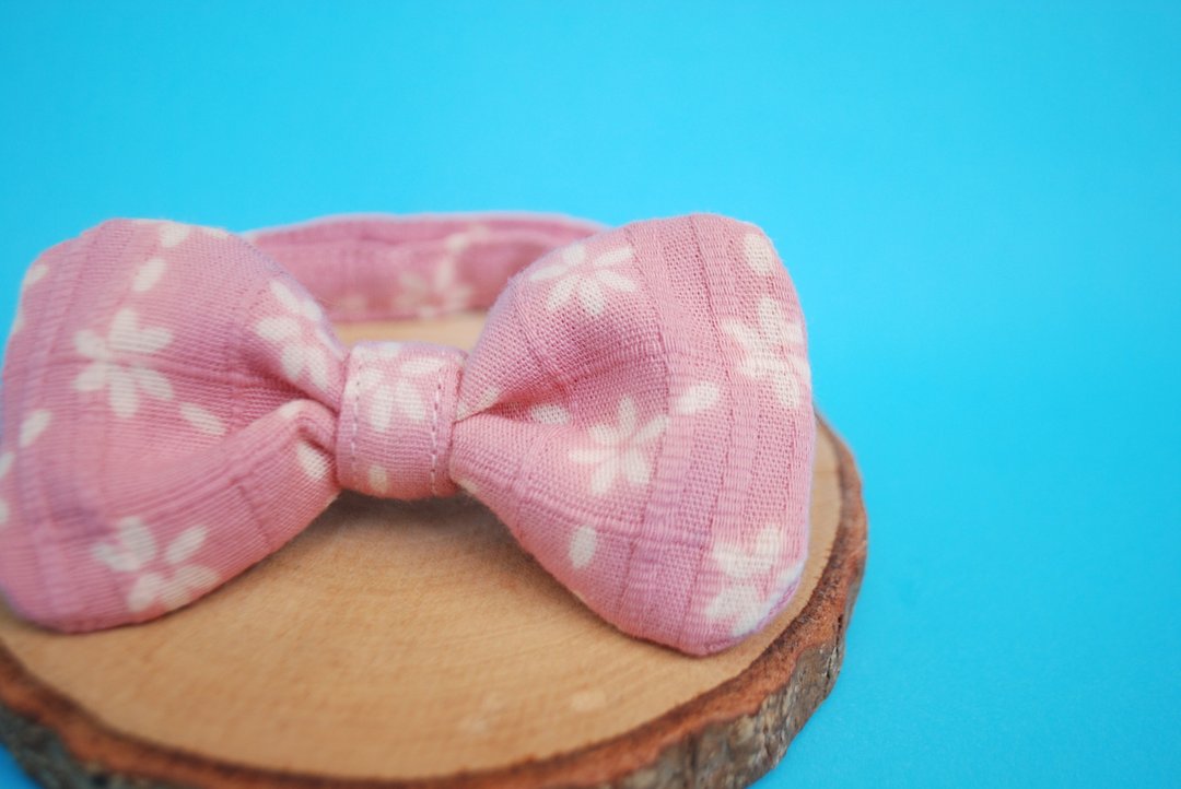 VALENTINE COLLECTION BOW PINK - 项圈/牵绳 - 棉 粉红色