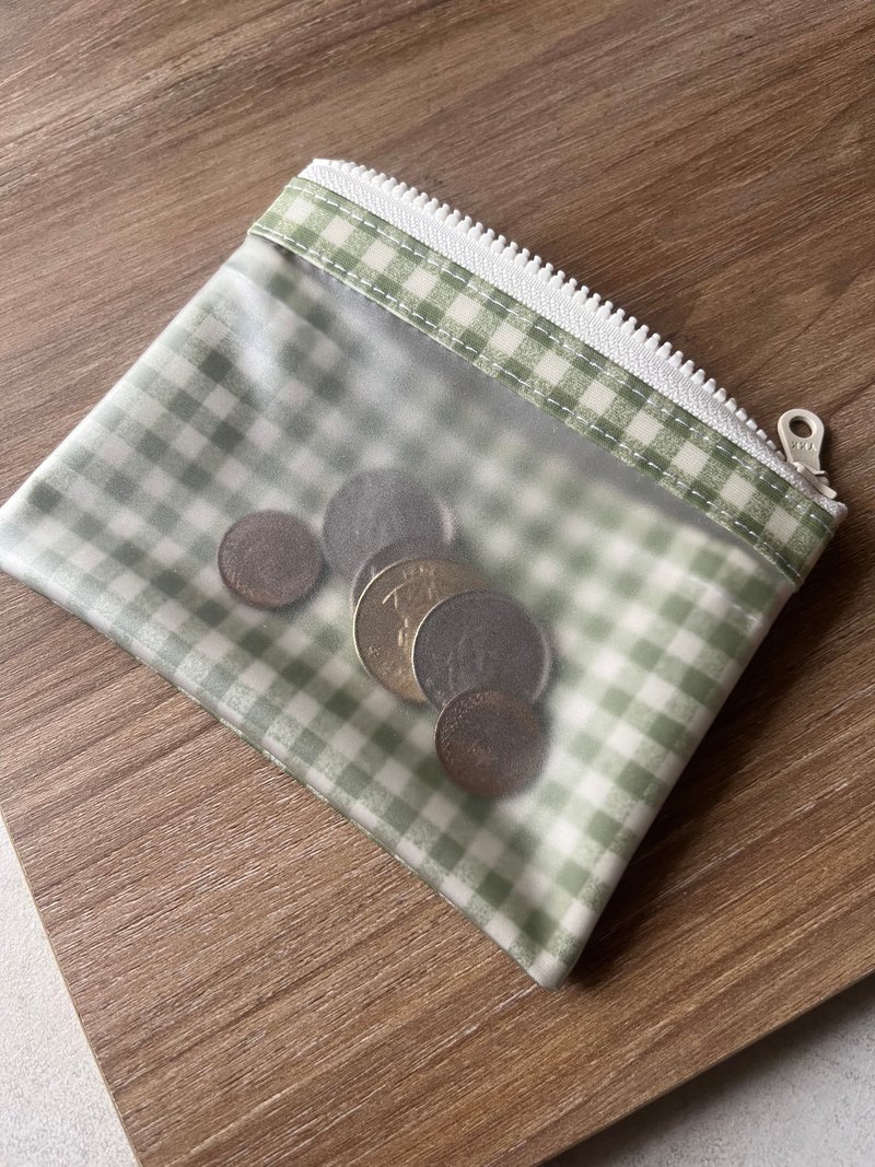防泼水零钱包丨绿格 - 零钱包 - 防水材质 