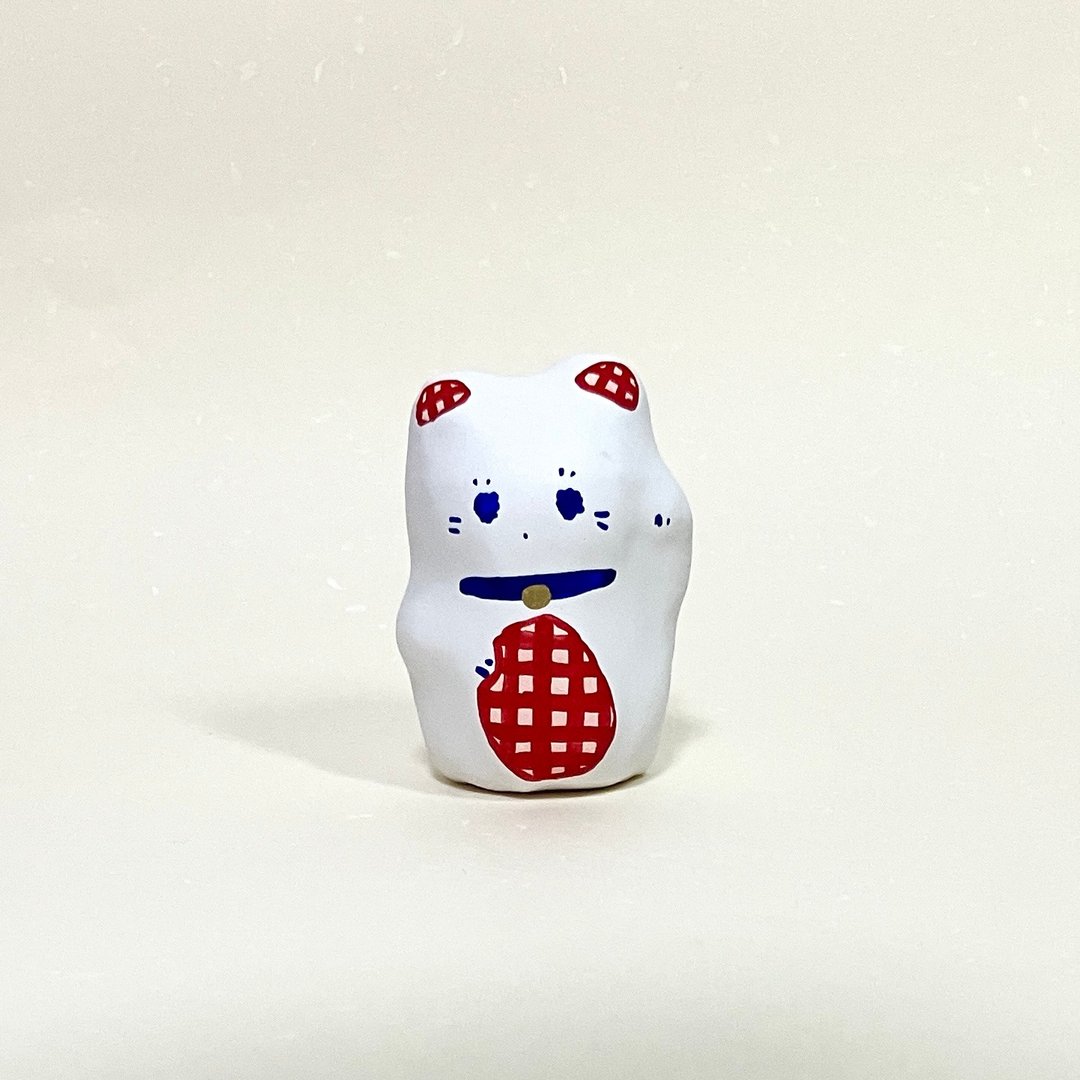 春季限定 纸塑人偶 招财猫 野餐图案 - 玩偶/公仔 - 纸 红色