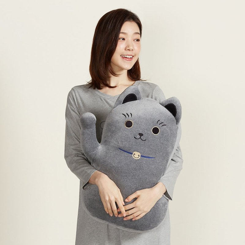 招财猫抱枕-岩石灰 - 枕头/抱枕 - 棉．麻 灰色